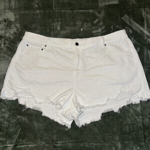 Aerie Daydream Denim Shorts Women's 2XL White Cotton Distressed Pockets Casual
